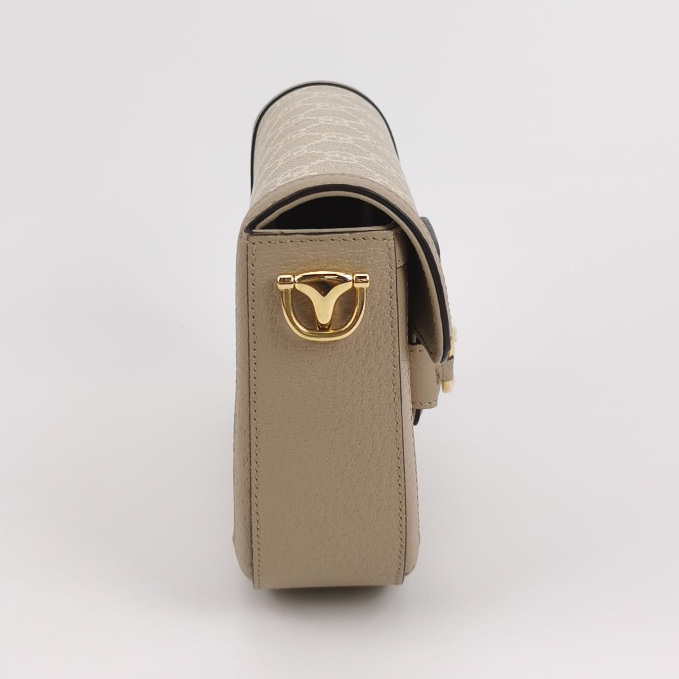 Gucci Horsebit 1955 Shoulder Bag GG Coated Canvas with Leather Mini
