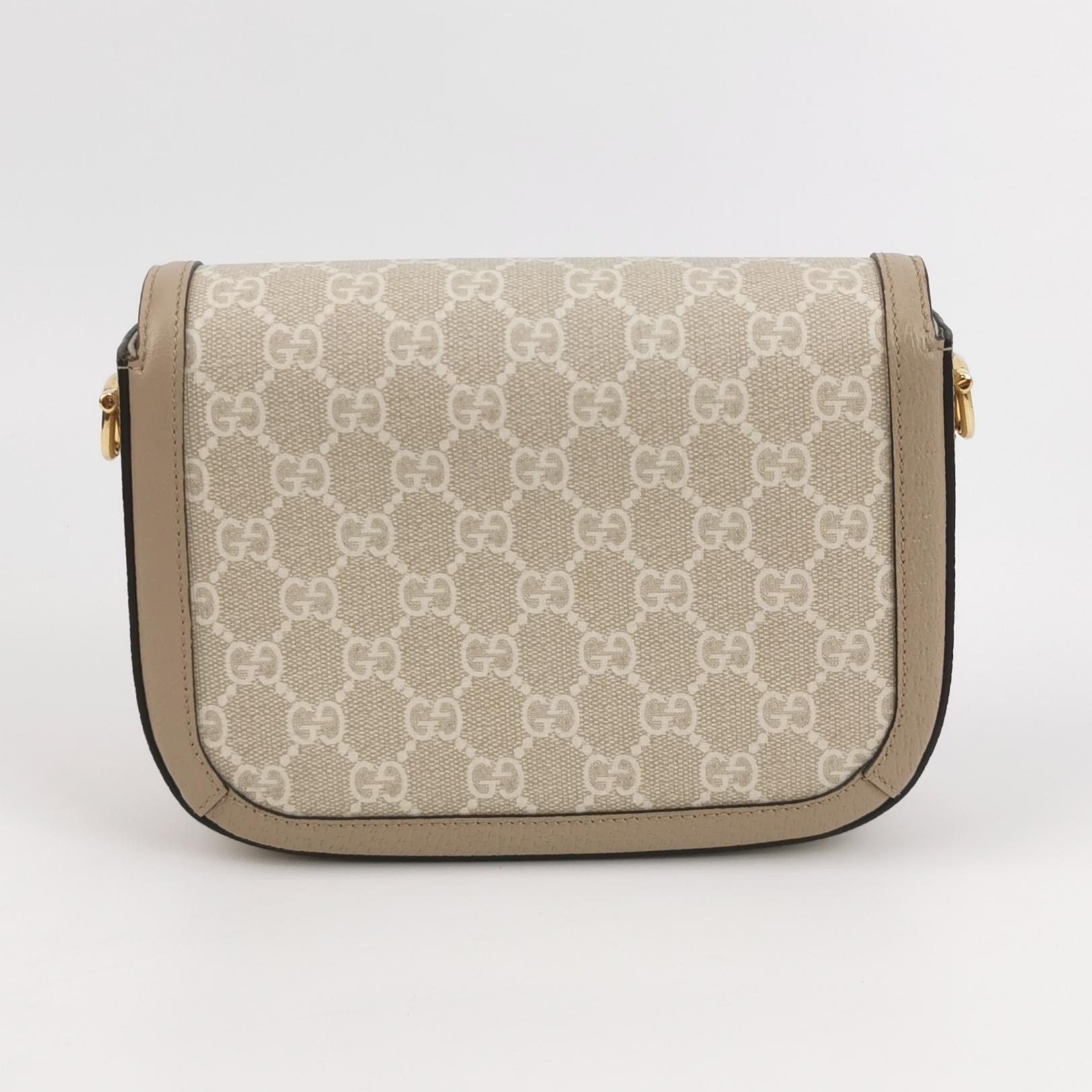 Gucci Horsebit 1955 Shoulder Bag GG Coated Canvas with Leather Mini