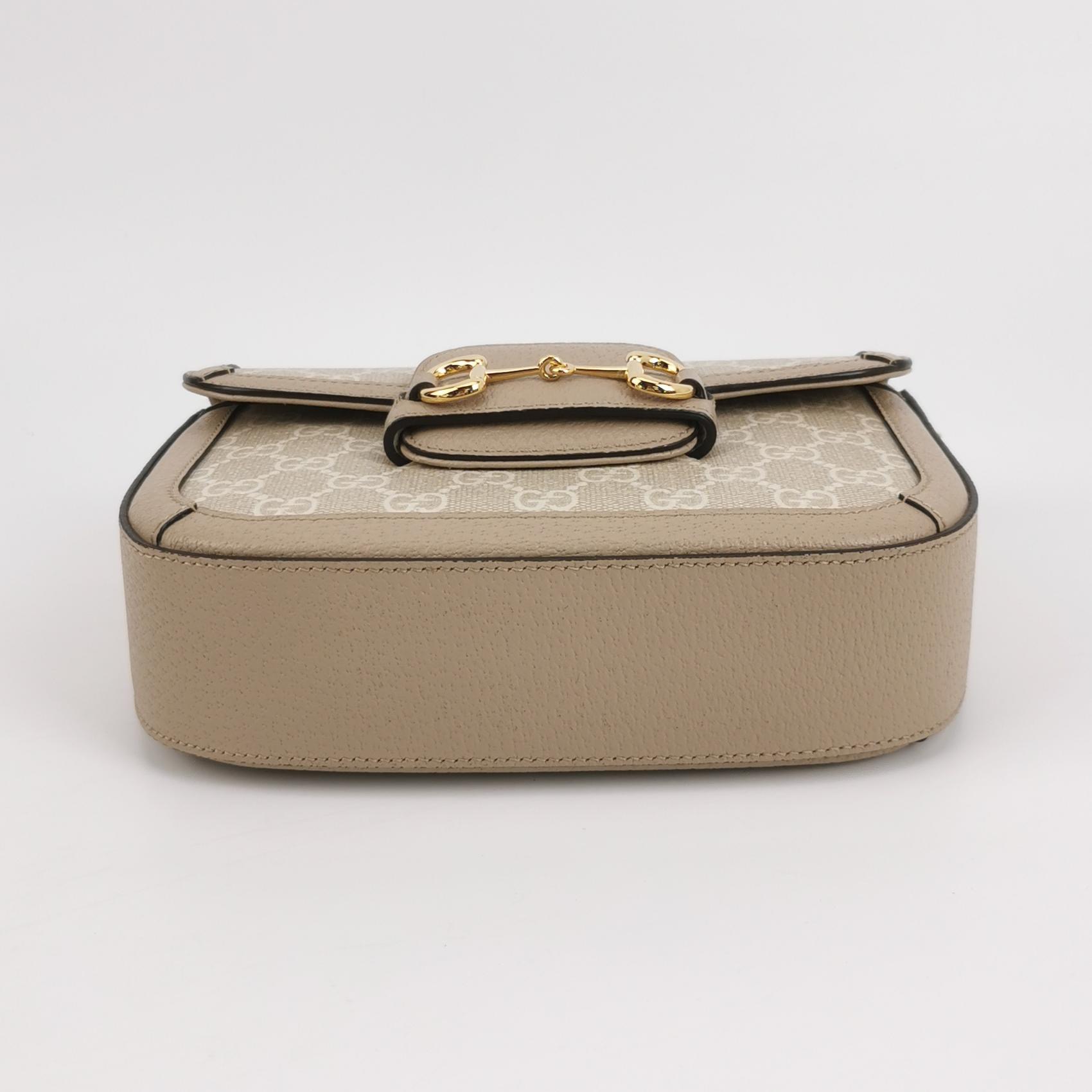 Gucci Horsebit 1955 Shoulder Bag GG Coated Canvas with Leather Mini