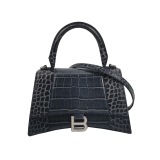 Balenciaga Hourglass Top Handle Bag Crocodile Embossed Leather Small — thumbnail 1