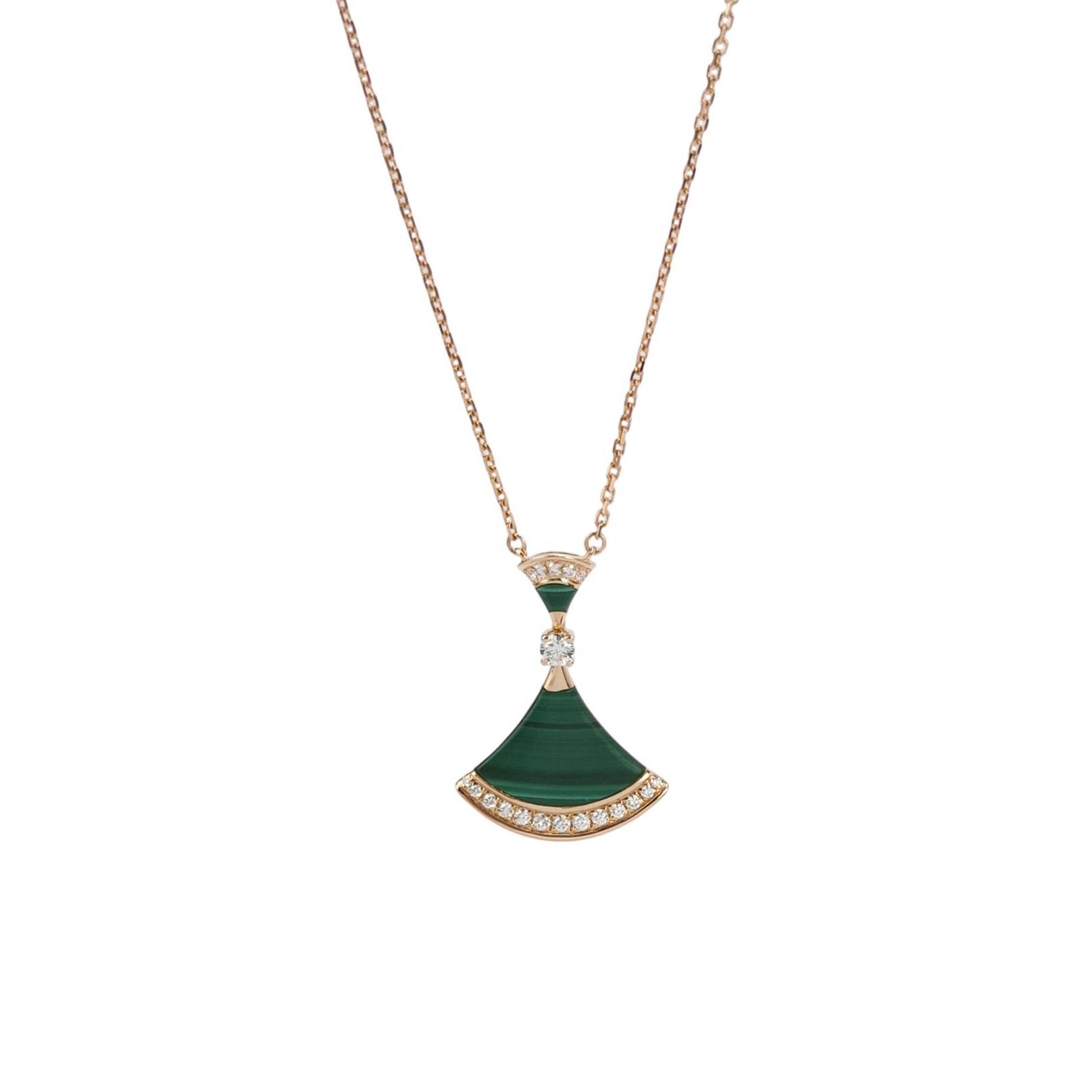 Bvlgari Divas' Dream Pendant Necklace 18K Rose Gold with Malachite and Diamonds Large — photo 1 of 8