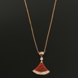 Bvlgari Divas' Dream Pendant Necklace 18K Rose Gold with Carnelian and Diamonds Large — thumbnail 3