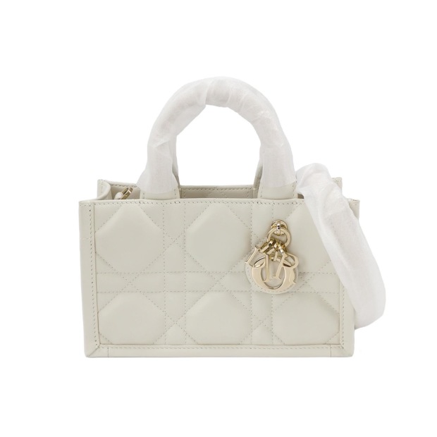 Christian Dior Book Tote with Strap Macrocannage Quilt Calfskin Mini — pre-owned, Vierlot