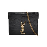 Saint Laurent(LV) Cassandra Chain Shoulder Bag Crocodile Embossed Leather Small — thumbnail 1
