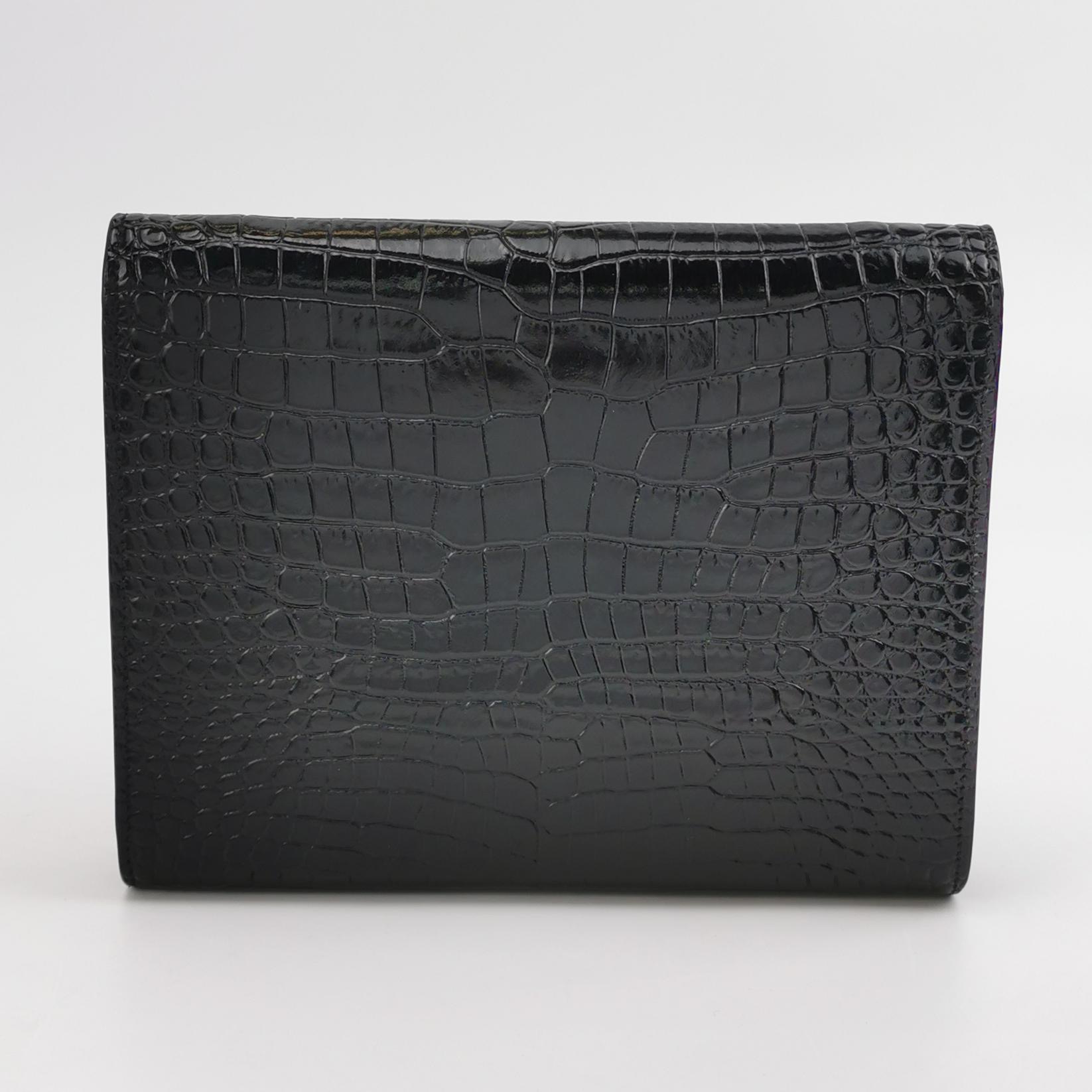 Saint Laurent(LV) Cassandra Chain Shoulder Bag Crocodile Embossed Leather Small