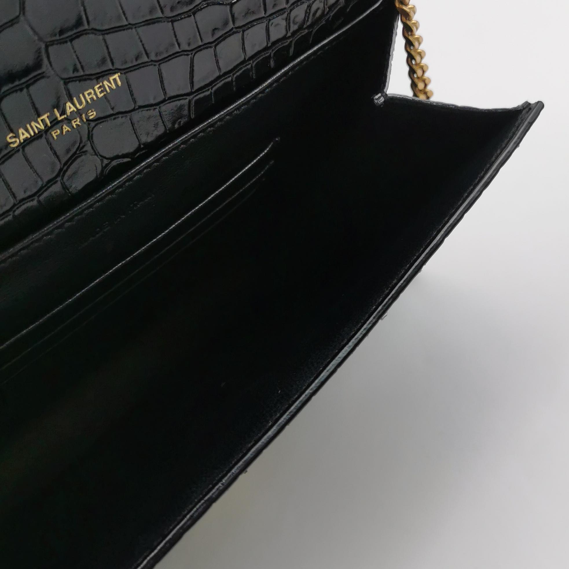 Saint Laurent(LV) Cassandra Chain Shoulder Bag Crocodile Embossed Leather Small