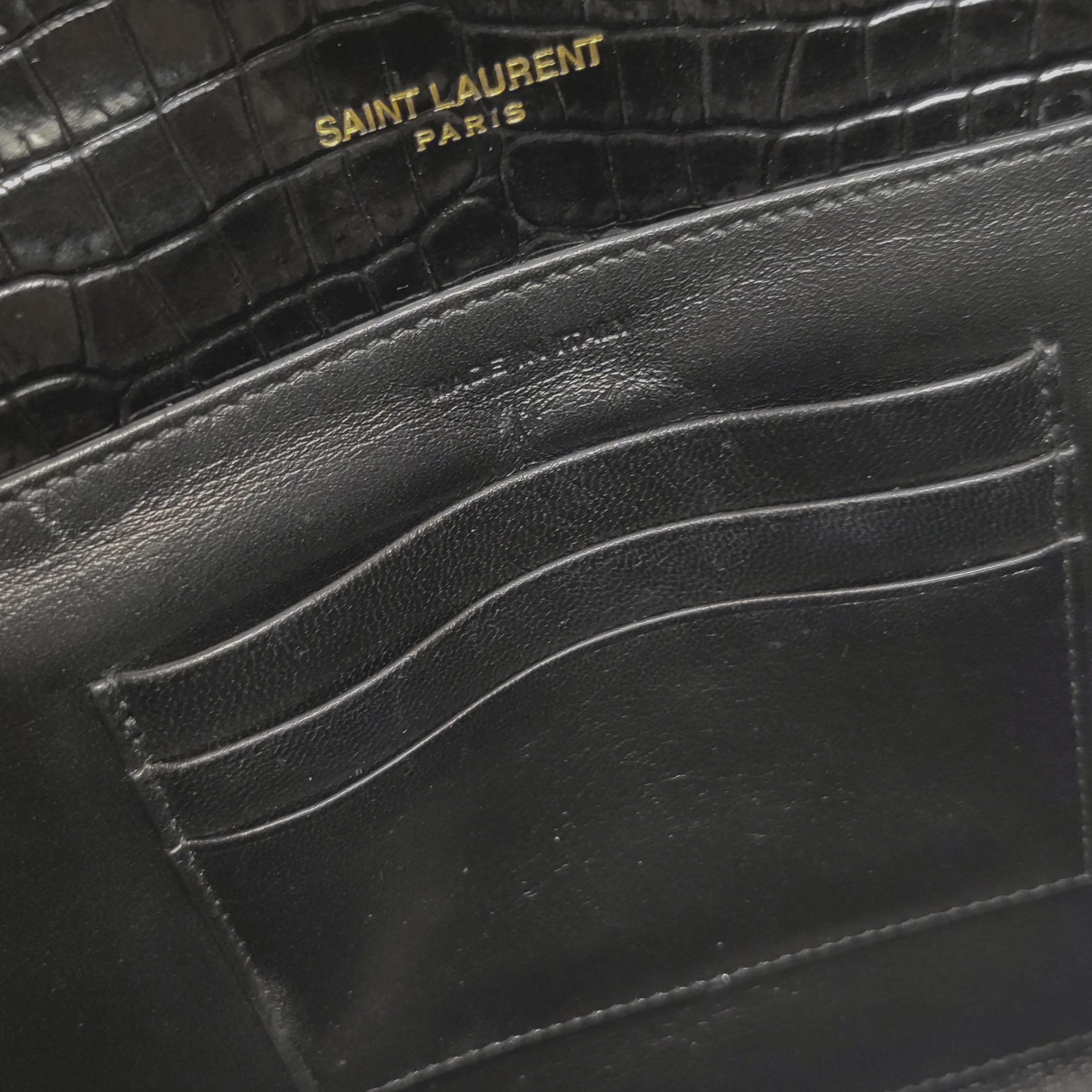 Saint Laurent(LV) Cassandra Chain Shoulder Bag Crocodile Embossed Leather Small