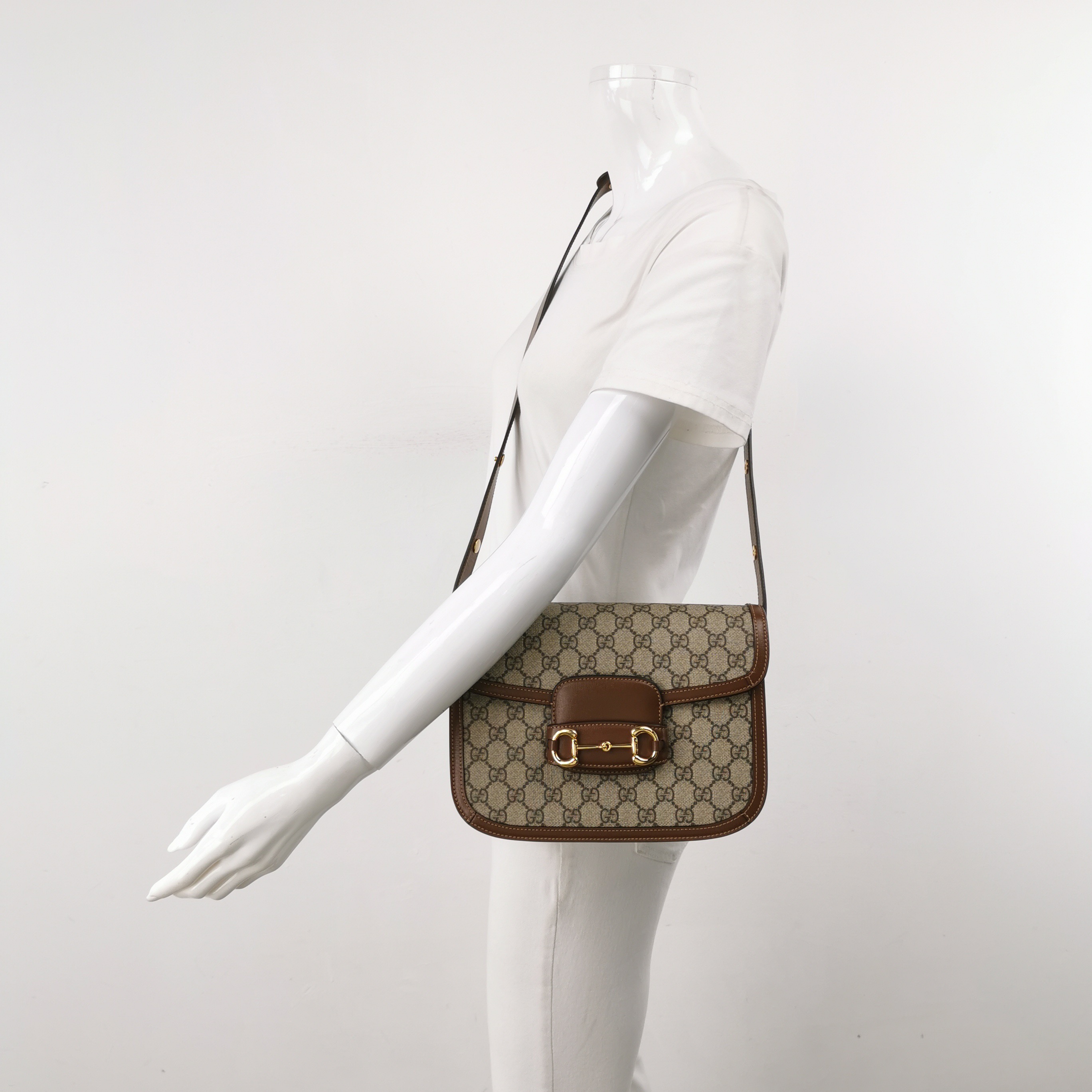 Gucci Horsebit 1955 Shoulder Bag GG Coated Canvas with Leather Small — alternate view