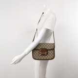 Gucci Horsebit 1955 Shoulder Bag GG Coated Canvas with Leather Small — thumbnail 2