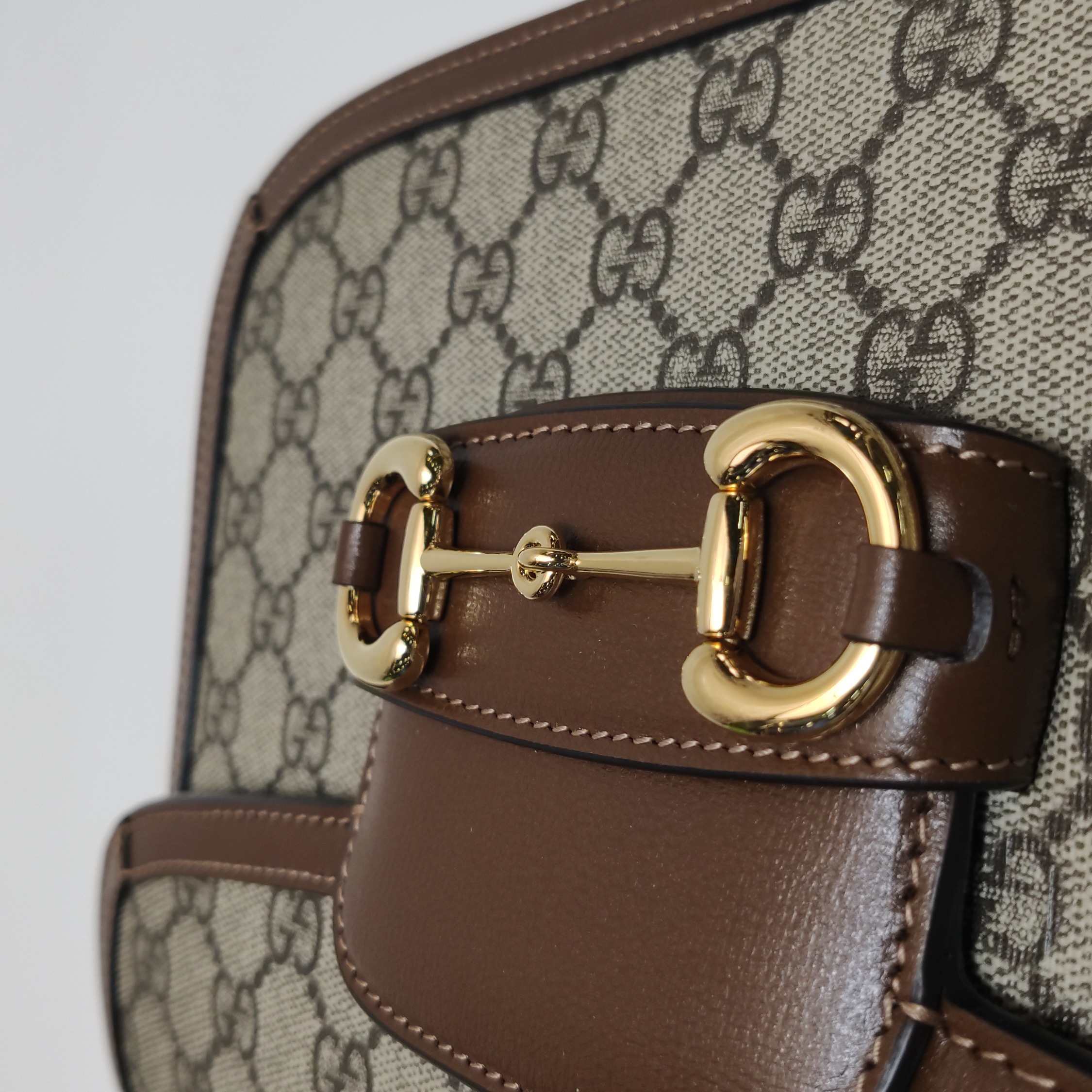 Gucci Horsebit 1955 Shoulder Bag GG Coated Canvas with Leather Small — photo 8 of 13
