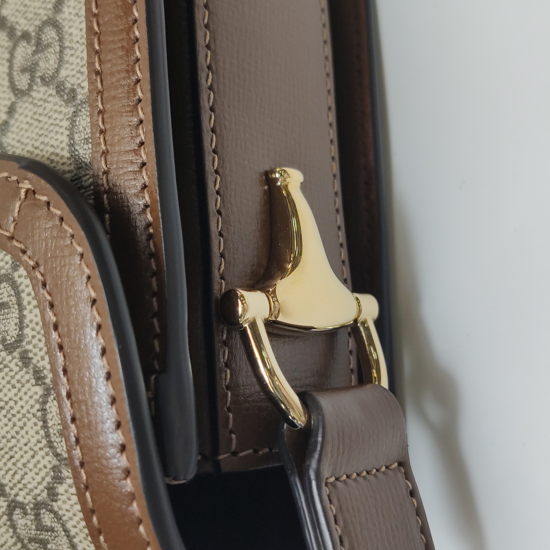 Gucci Horsebit 1955 Shoulder Bag GG Coated Canvas with Leather Small — photo 9 of 13