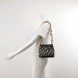 Christian Dior Oblique Jacquard Drawstring Bucket Bag Black Leather — thumbnail 2