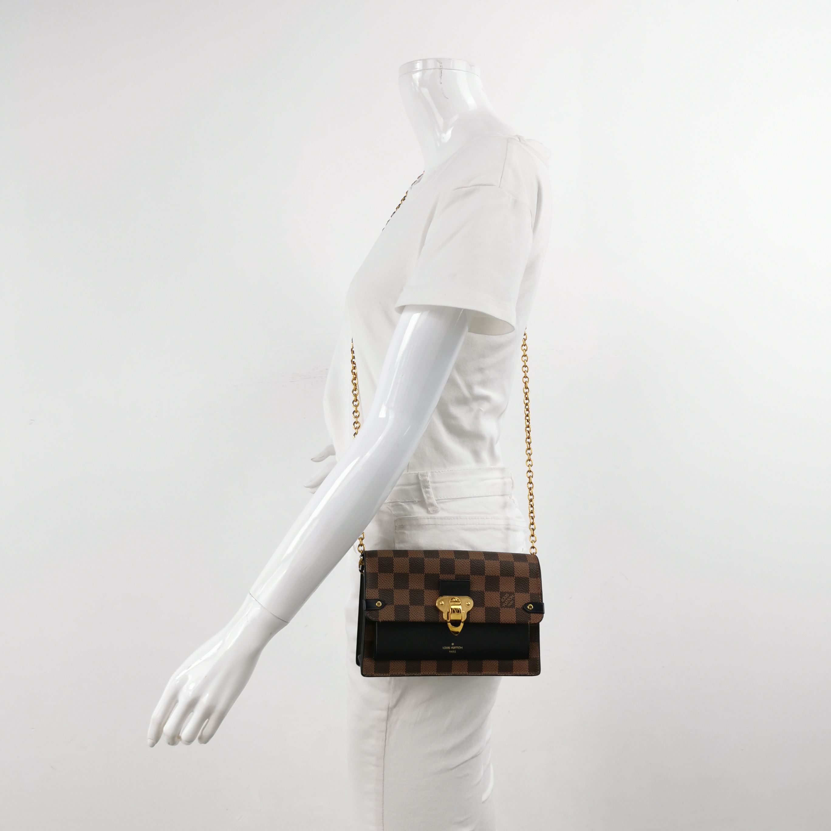 Louis Vuitton(lV) Vavin Chain Wallet NM Damier with Leather — alternate view