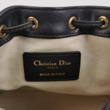 Christian Dior Oblique Jacquard Drawstring Bucket Bag Black Leather — thumbnail 8