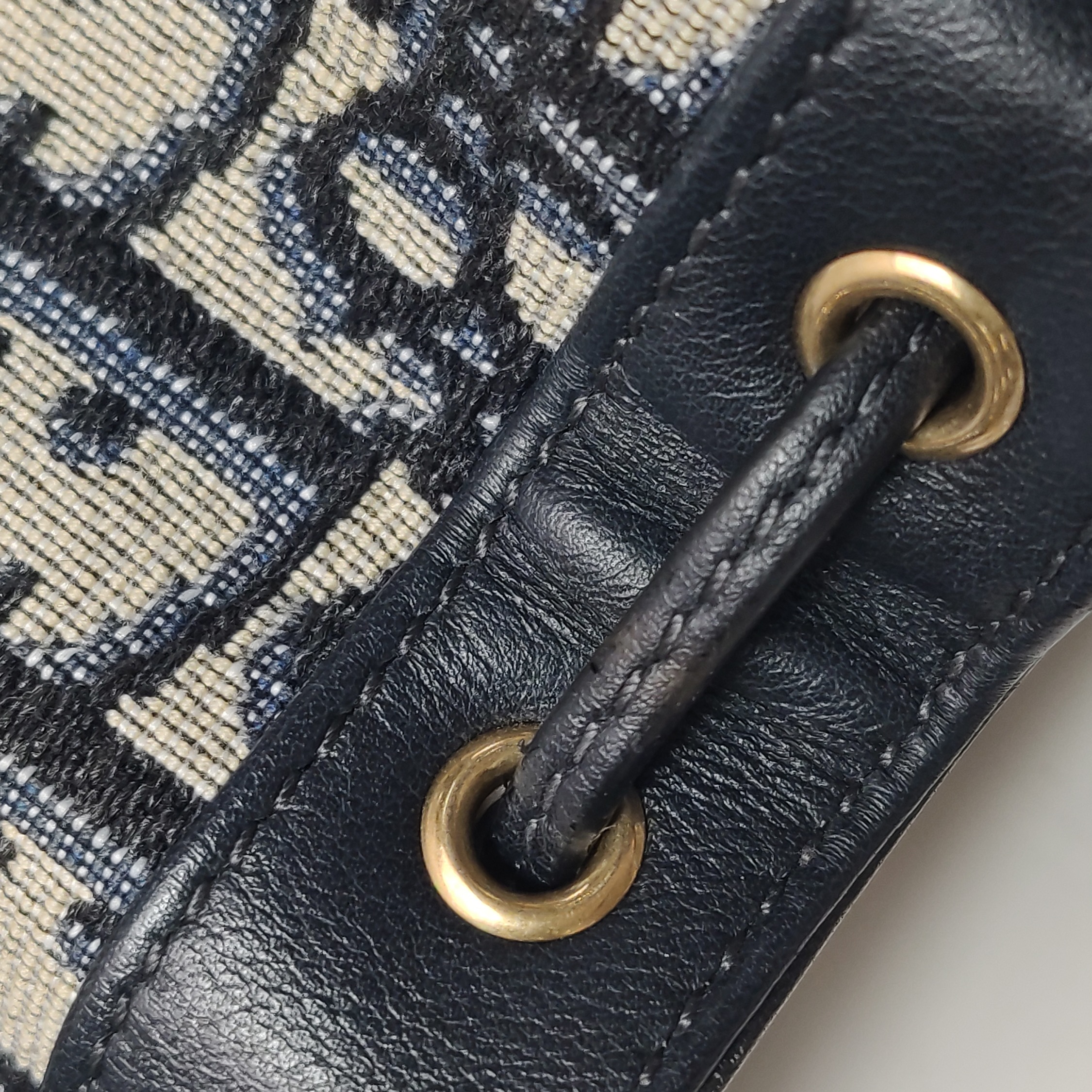 Christian Dior Oblique Jacquard Drawstring Bucket Bag Black Leather — photo 10 of 14