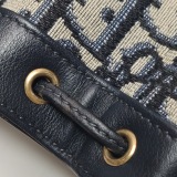 Christian Dior Oblique Jacquard Drawstring Bucket Bag Black Leather — thumbnail 10