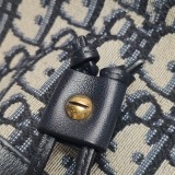 Christian Dior Oblique Jacquard Drawstring Bucket Bag Black Leather — thumbnail 9