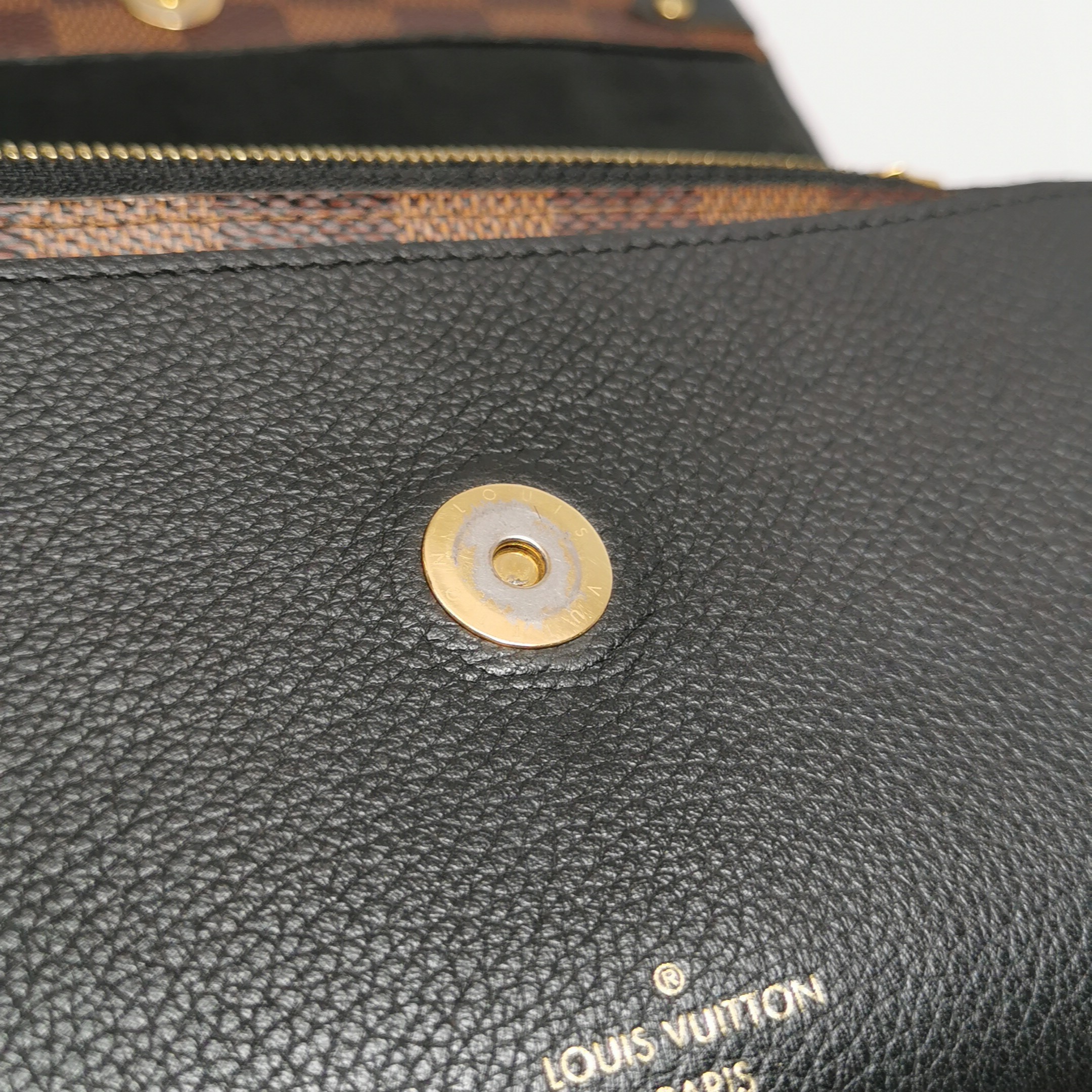 Louis Vuitton(lV) Vavin Chain Wallet NM Damier with Leather