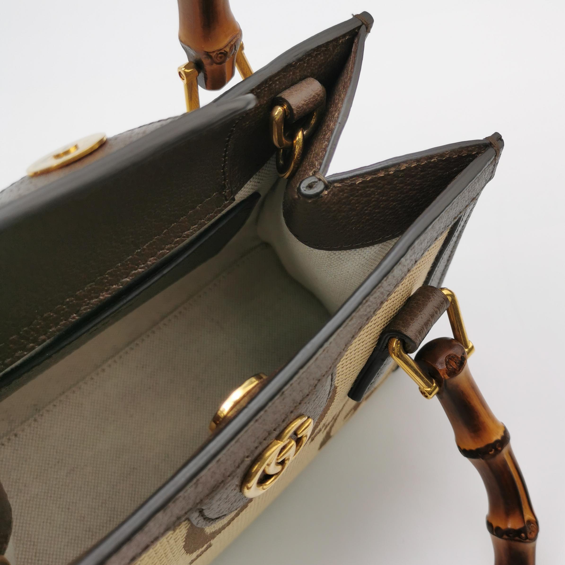 Gucci Diana NM Bamboo Handle Tote Jumbo GG Canvas Mini — photo 9 of 14