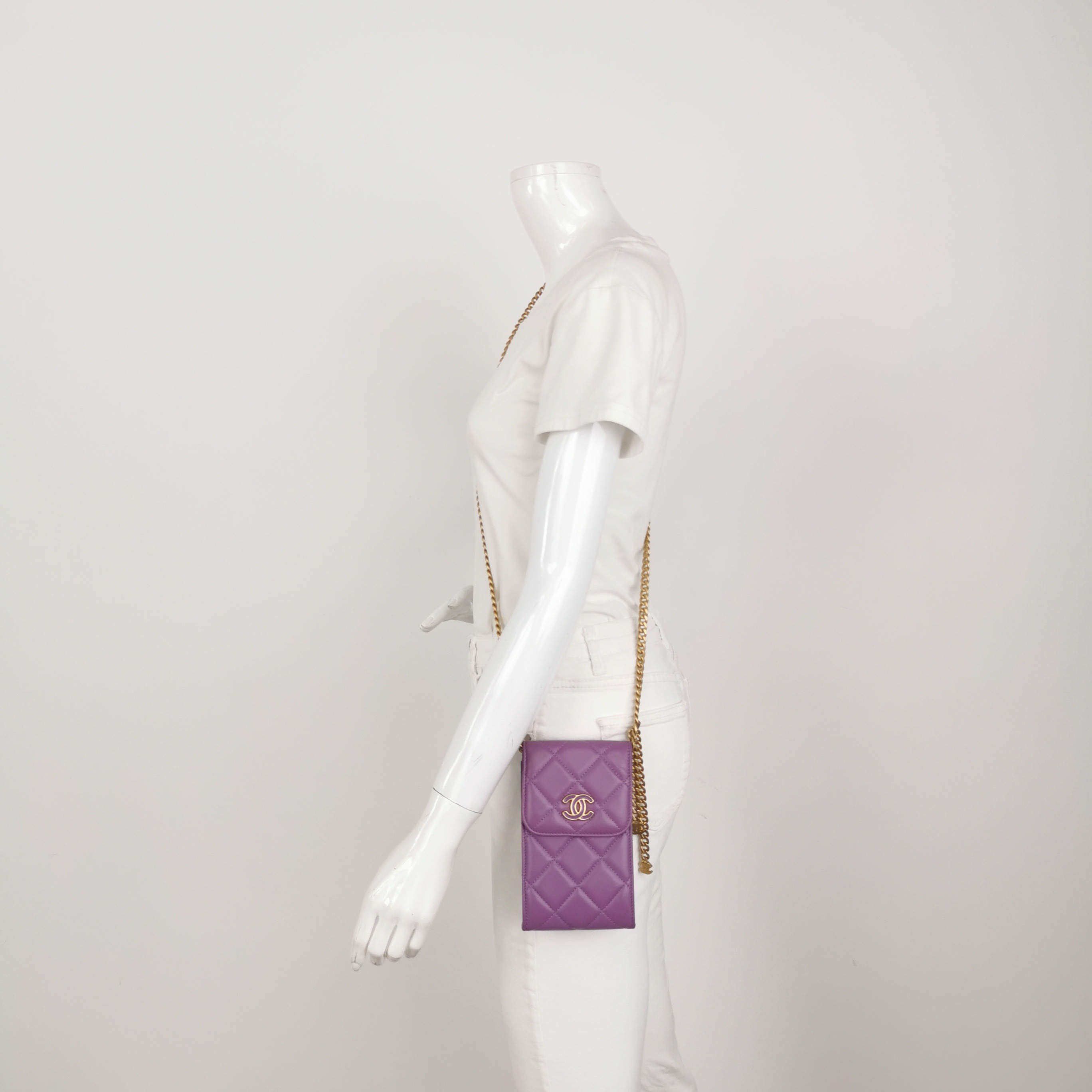 Chanel Pearl Crush Phone Holder Crossbody Bag Quilted Lambskin — alternate view