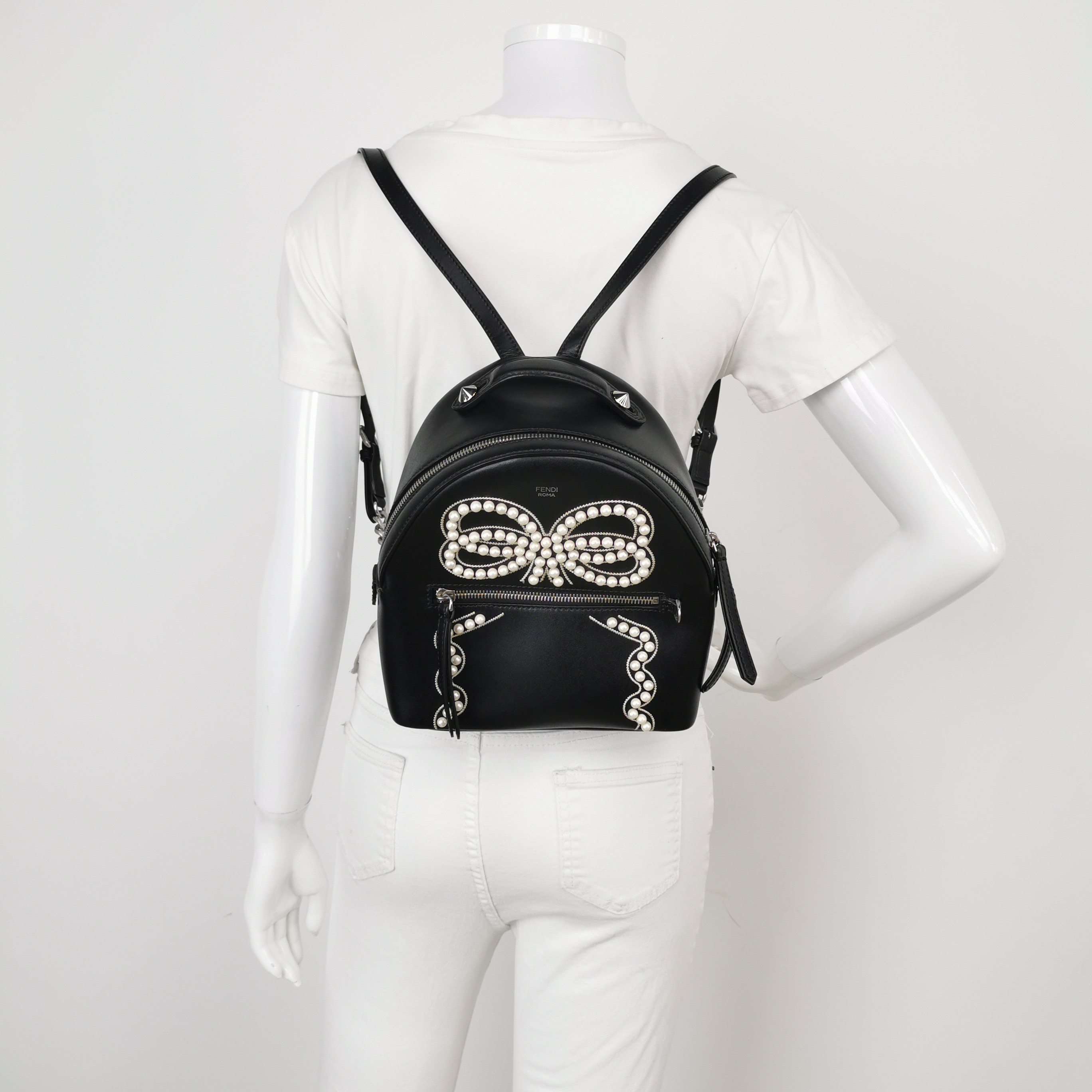 Fendi Cowhide Pearl Bow Backpack — alternate view
