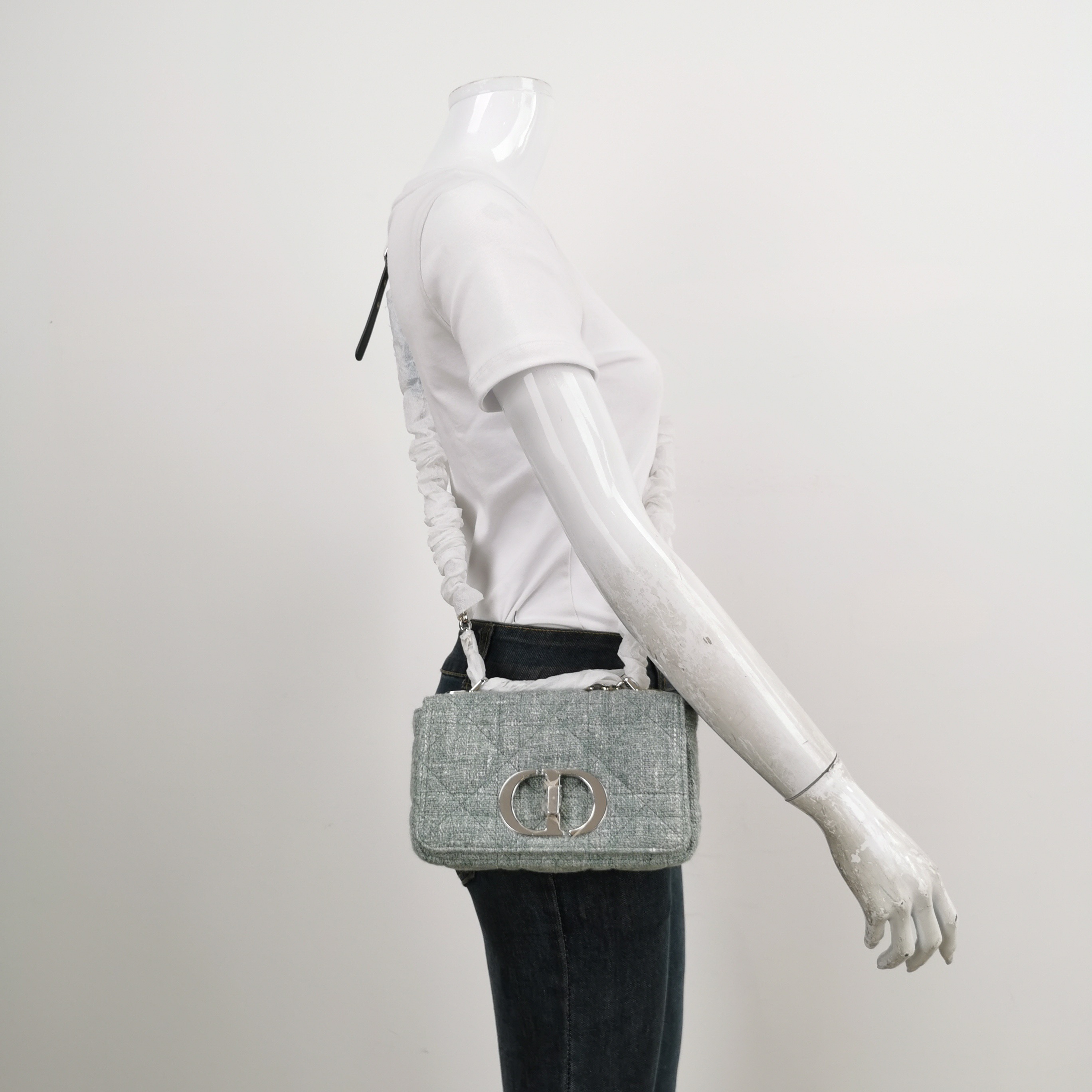 Christian Dior Caro Bag Macrocannage Quilt Linen Small — alternate view