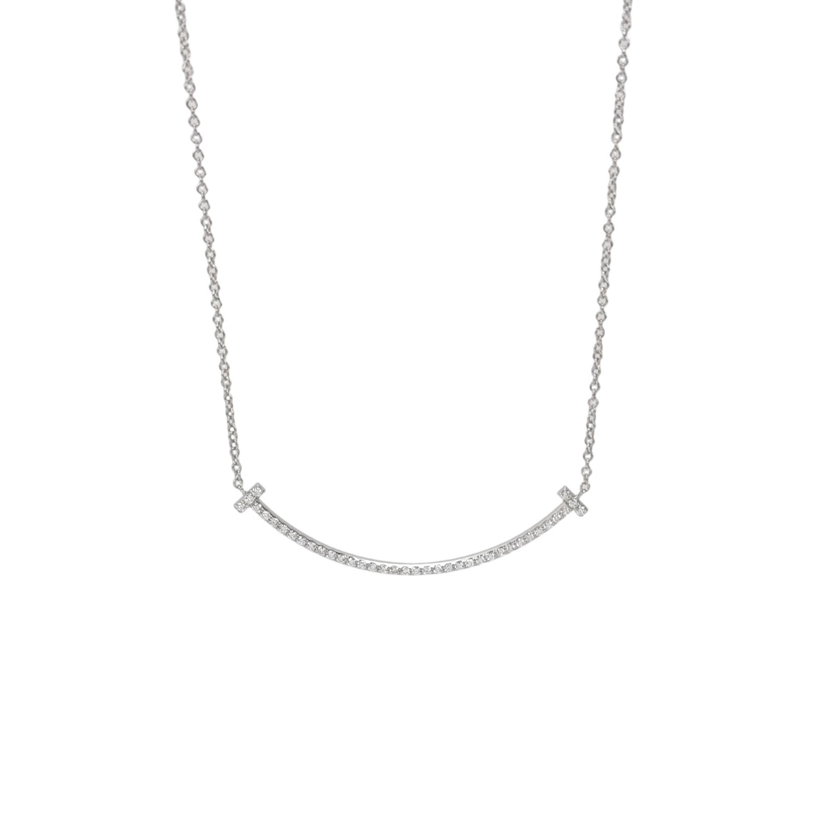 Tiffany & Co. T Smile Pendant Necklace 18K White Gold with Diamonds — photo 1 of 6