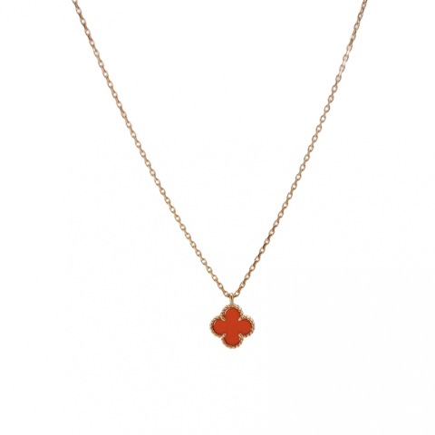 Van Cleef & Arpels Sweet Alhambra Pendant Necklace 18K Rose Gold and Carnelian