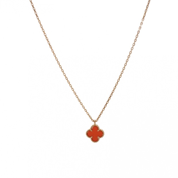 Van Cleef & Arpels Sweet Alhambra Pendant Necklace 18K Rose Gold and Carnelian — pre-owned, Vierlot