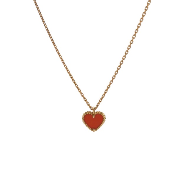 Van Cleef & Arpels Sweet Alhambra Heart Pendant Necklace 18K Rose Gold and Carnelian — pre-owned, Vierlot