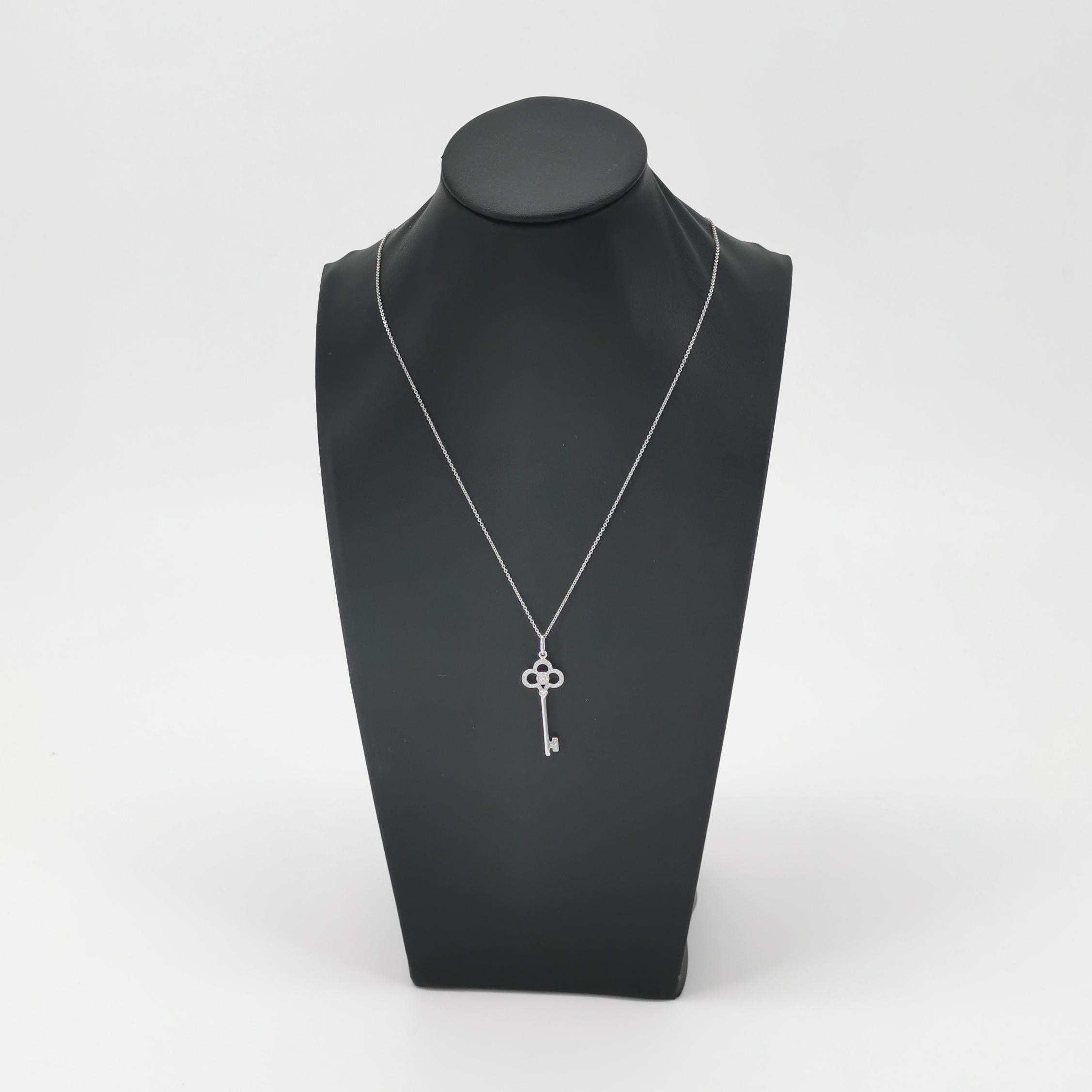 Tiffany & Co. Crown Key Pendant Necklace 18K White Gold — alternate view