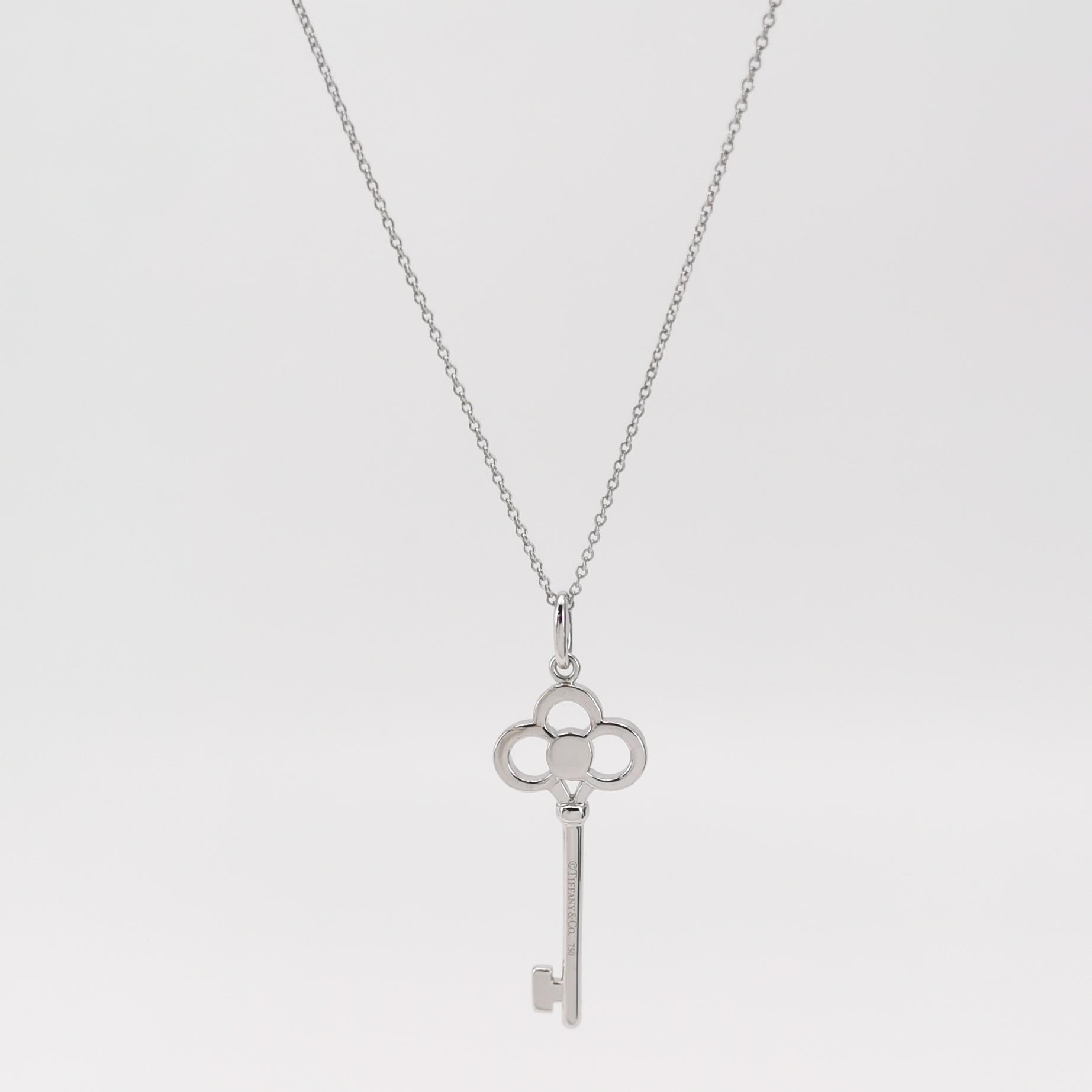 Tiffany & Co. Crown Key Pendant Necklace 18K White Gold — photo 5 of 5