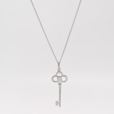 Tiffany & Co. Crown Key Pendant Necklace 18K White Gold — thumbnail 5