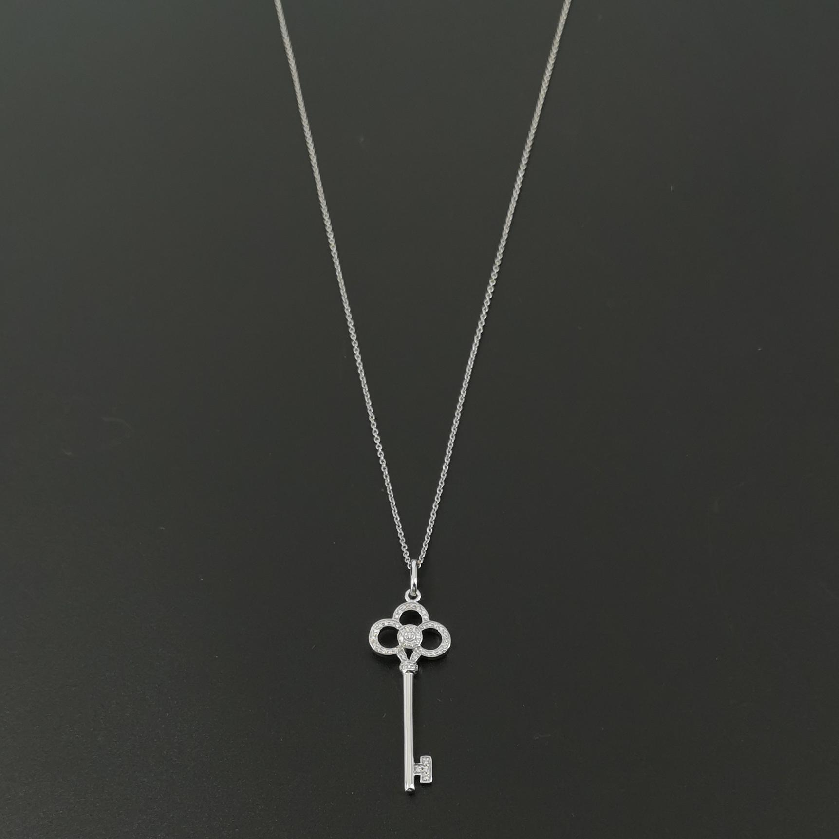 Tiffany & Co. Crown Key Pendant Necklace 18K White Gold — photo 4 of 5