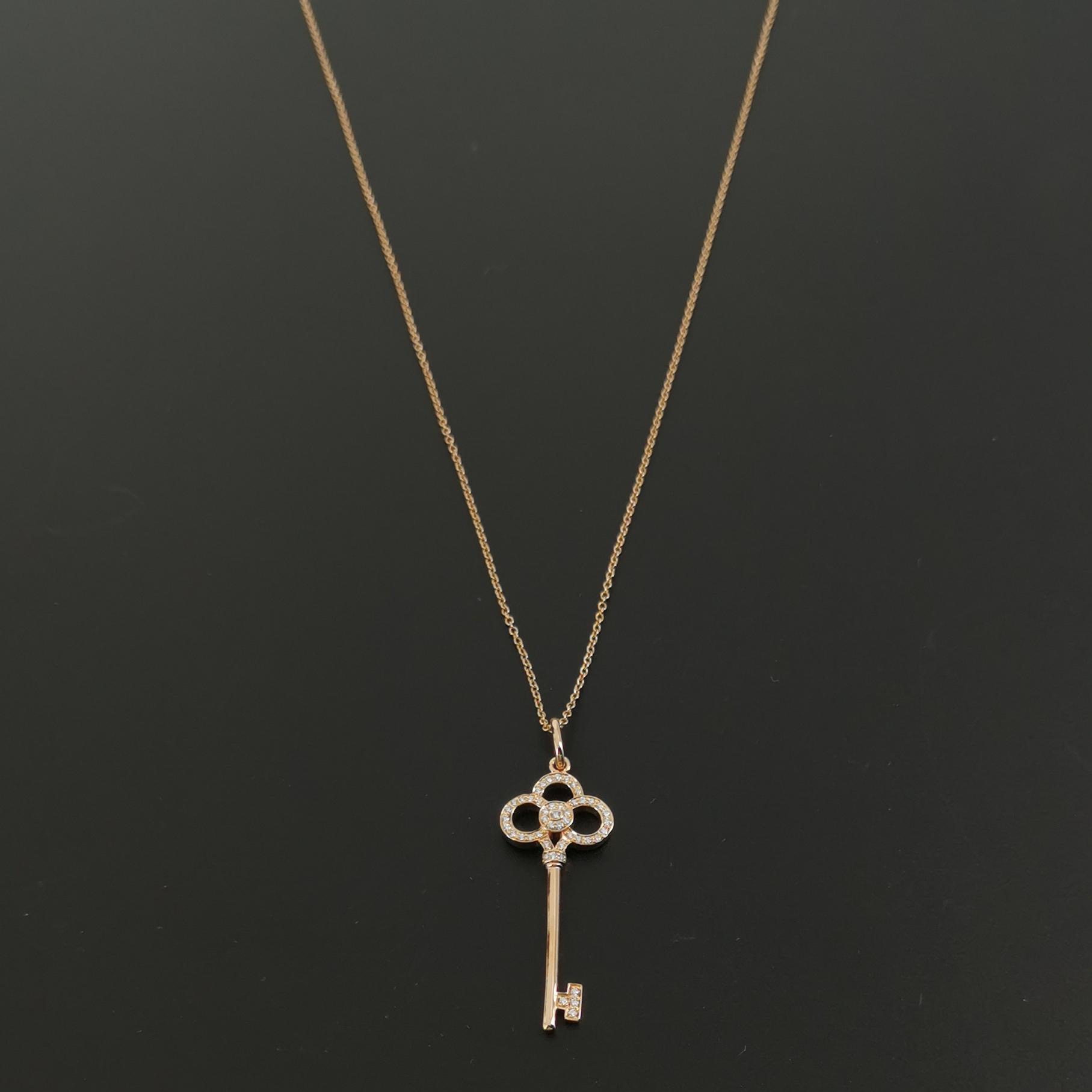 Tiffany & Co. Crown Key Pendant Necklace 18K Rose Gold with Diamond — photo 4 of 5