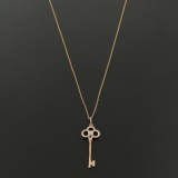 Tiffany & Co. Crown Key Pendant Necklace 18K Rose Gold with Diamond — thumbnail 4