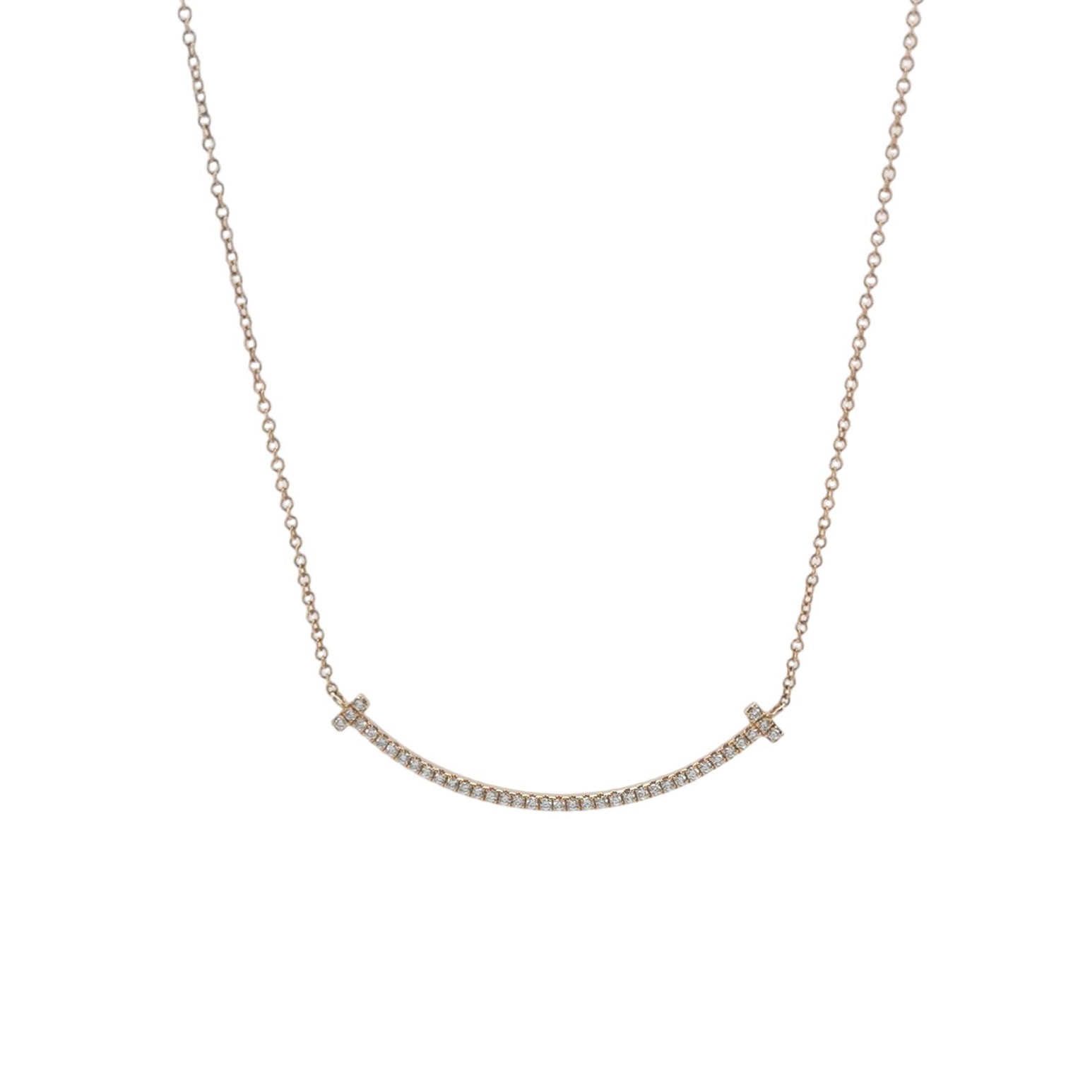 Tiffany & Co. T Smile Pendant Necklace 18K Rose Gold with Diamonds Small — photo 1 of 8