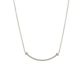 Tiffany & Co. T Smile Pendant Necklace 18K Rose Gold with Diamonds Small — thumbnail 1
