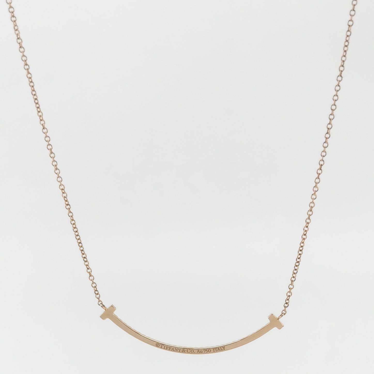 Tiffany & Co. T Smile Pendant Necklace 18K Rose Gold with Diamonds Small — photo 3 of 8