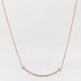Tiffany & Co. T Smile Pendant Necklace 18K Rose Gold with Diamonds Small — thumbnail 3
