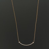 Tiffany & Co. T Smile Pendant Necklace 18K Rose Gold with Diamonds Small — thumbnail 4