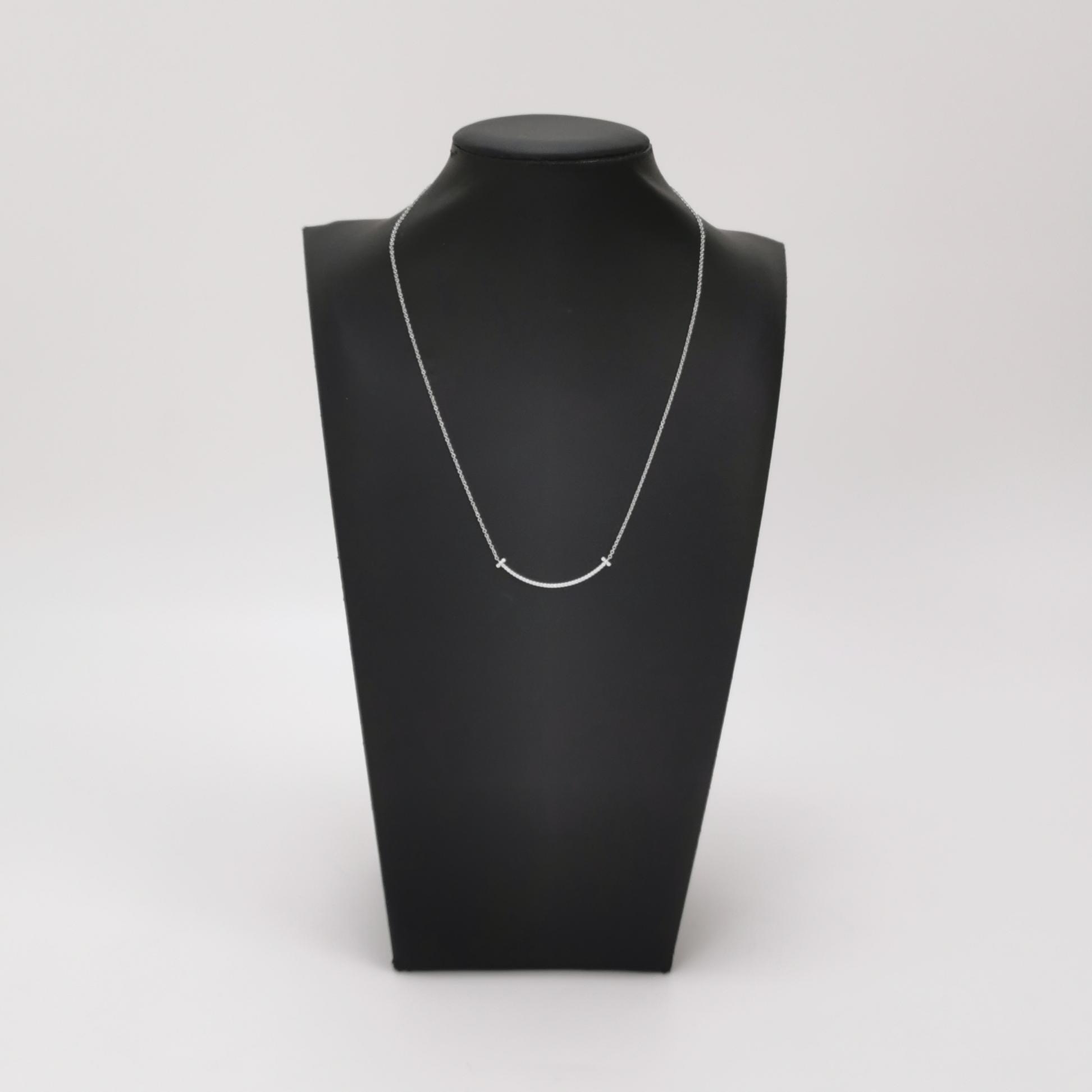 Tiffany & Co. T Smile Pendant Necklace 18K White Gold with Diamonds — alternate view