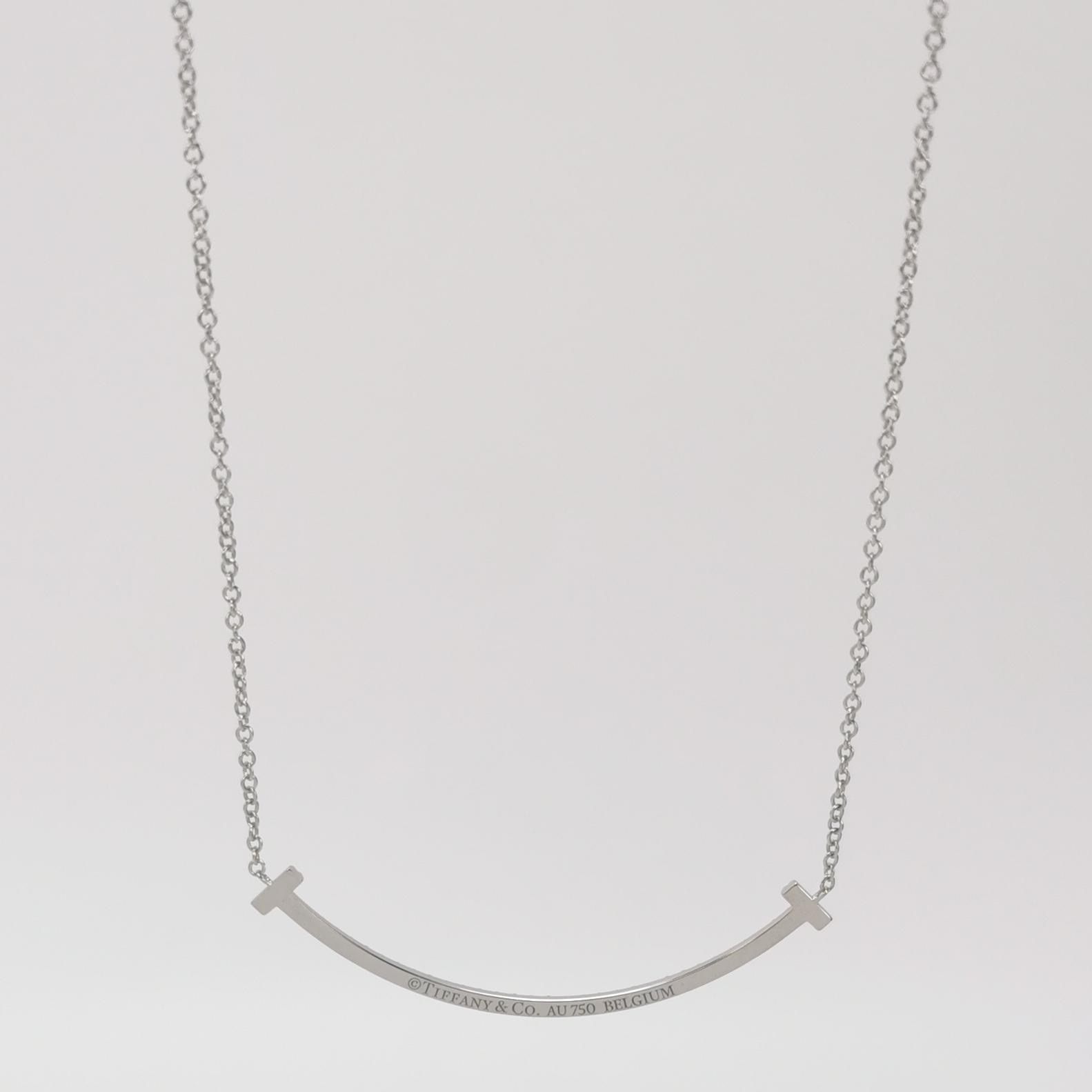 Tiffany & Co. T Smile Pendant Necklace 18K White Gold with Diamonds — photo 5 of 6