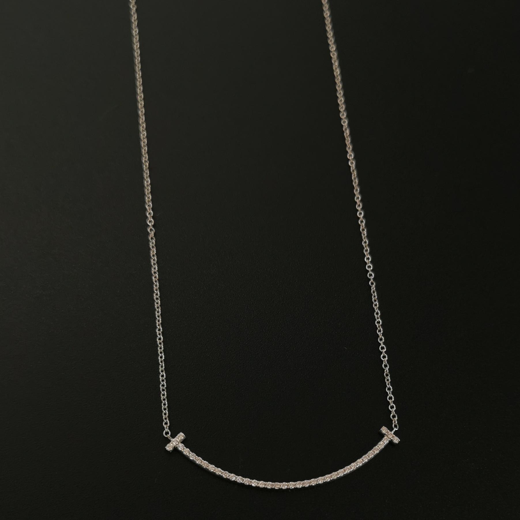 Tiffany & Co. T Smile Pendant Necklace 18K White Gold with Diamonds — photo 4 of 6