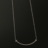 Tiffany & Co. T Smile Pendant Necklace 18K White Gold with Diamonds — thumbnail 4