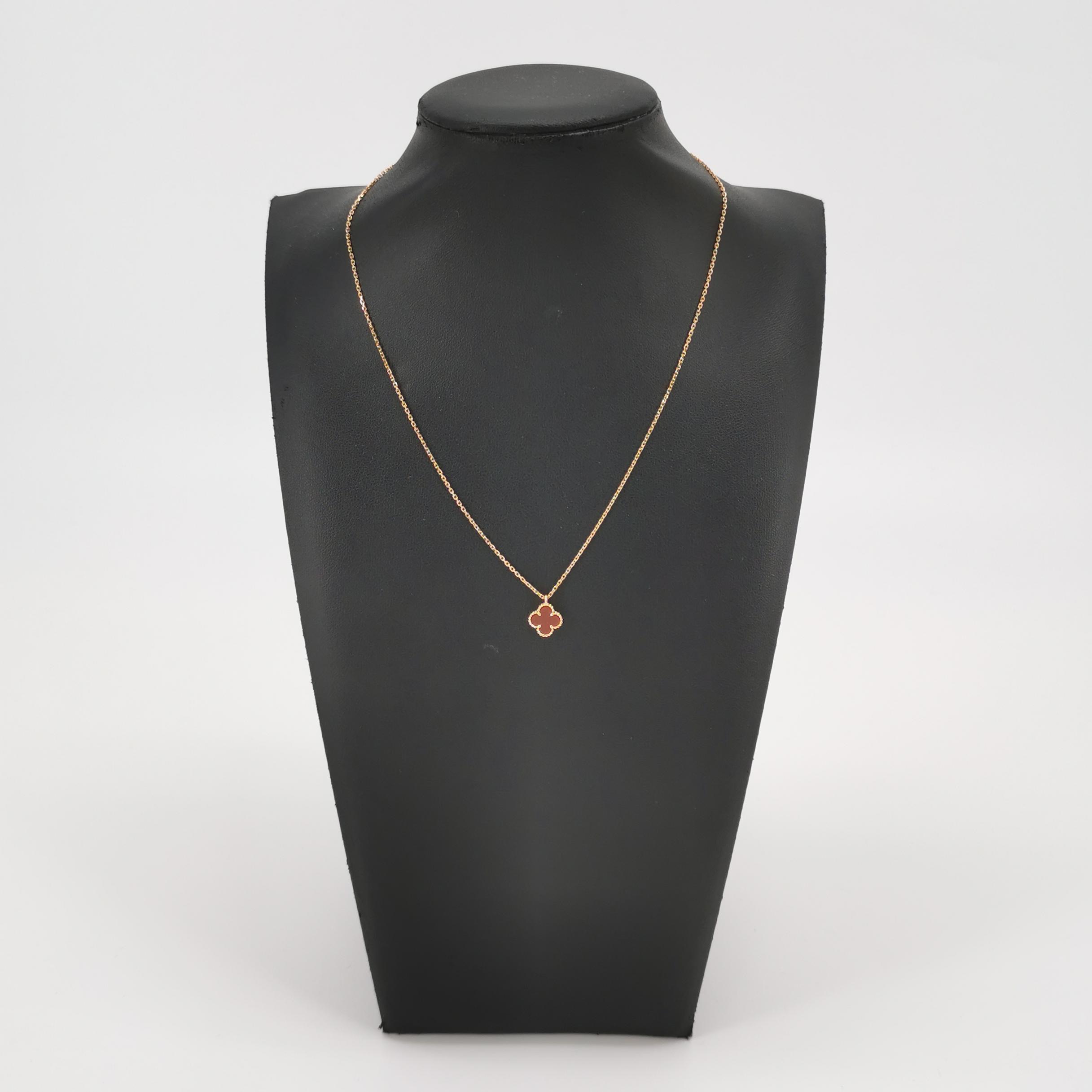 Van Cleef & Arpels Sweet Alhambra Pendant Necklace 18K Rose Gold and Carnelian — photo 2 of 7