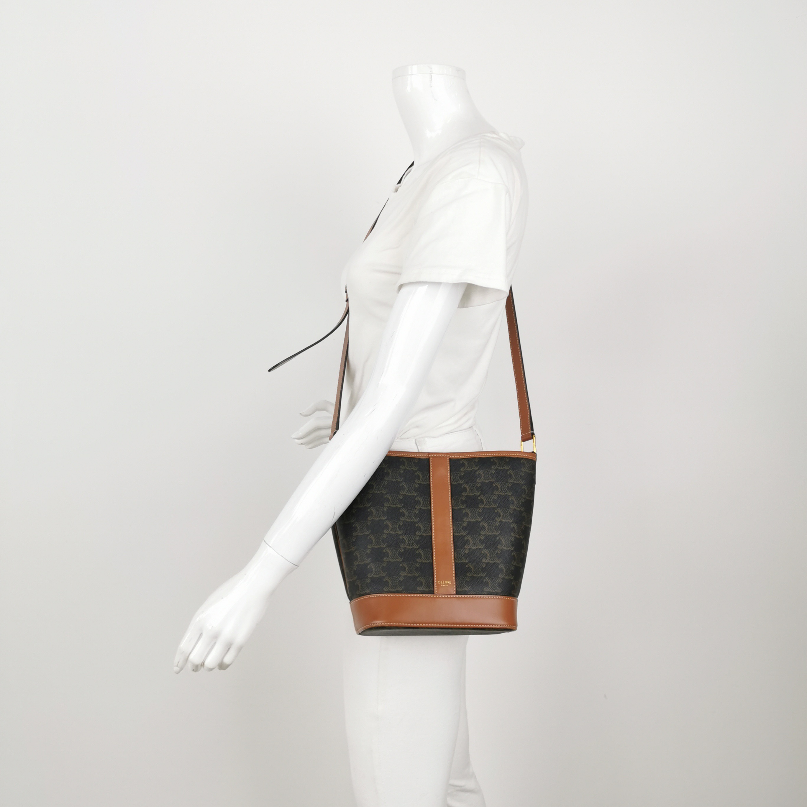 Celine Bucket Bag Triomphe Coated Canvas Small — alternate view