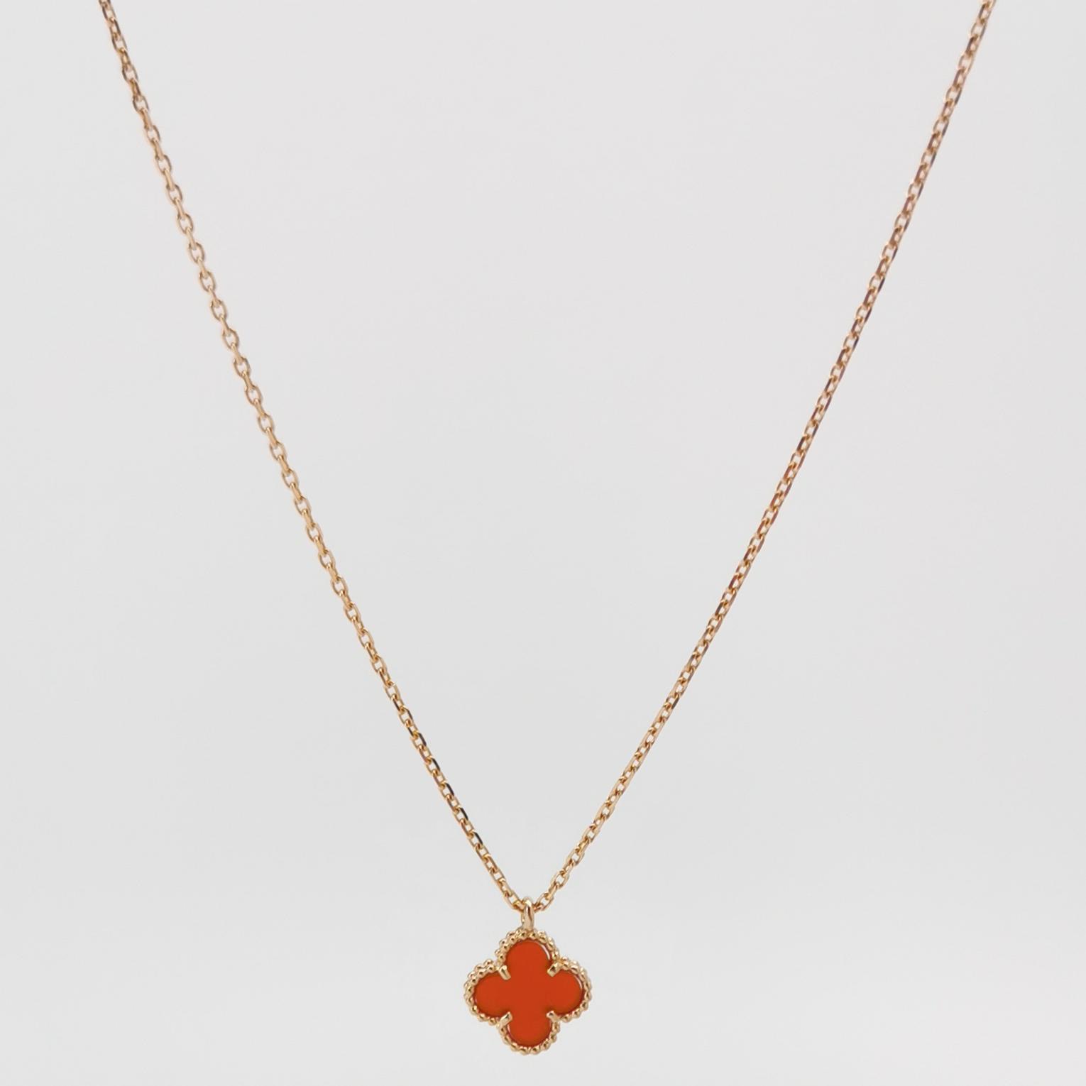 Van Cleef & Arpels Sweet Alhambra Pendant Necklace 18K Rose Gold and Carnelian — photo 3 of 7