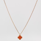 Van Cleef & Arpels Sweet Alhambra Pendant Necklace 18K Rose Gold and Carnelian — thumbnail 3