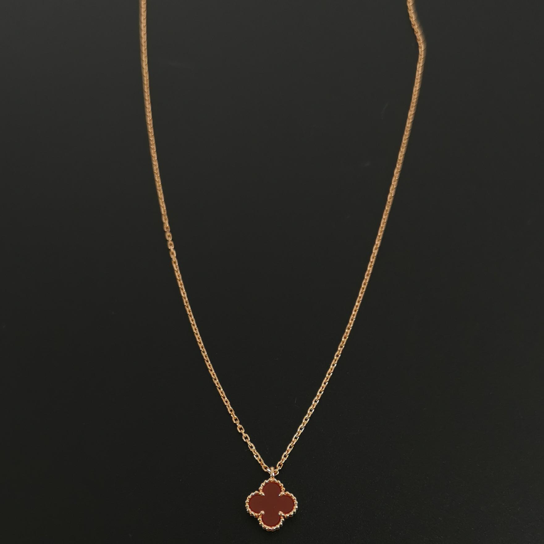 Van Cleef & Arpels Sweet Alhambra Pendant Necklace 18K Rose Gold and Carnelian — photo 5 of 7